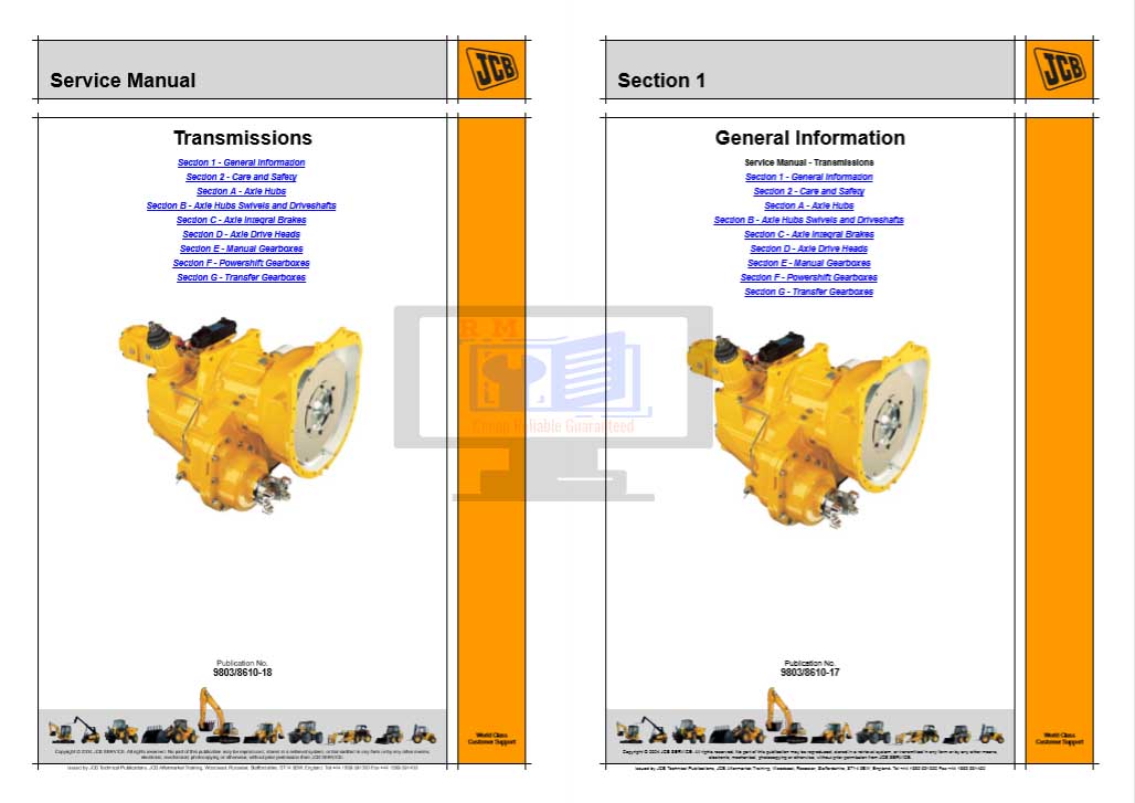 JCB Drivetrain Transmission Service Manual - Image 2