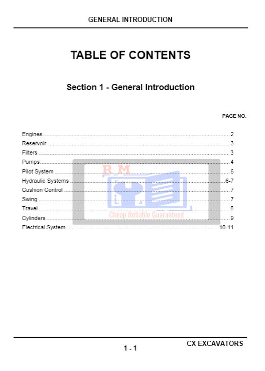 Case CX Series Excavator Service Training Manual - Image 3