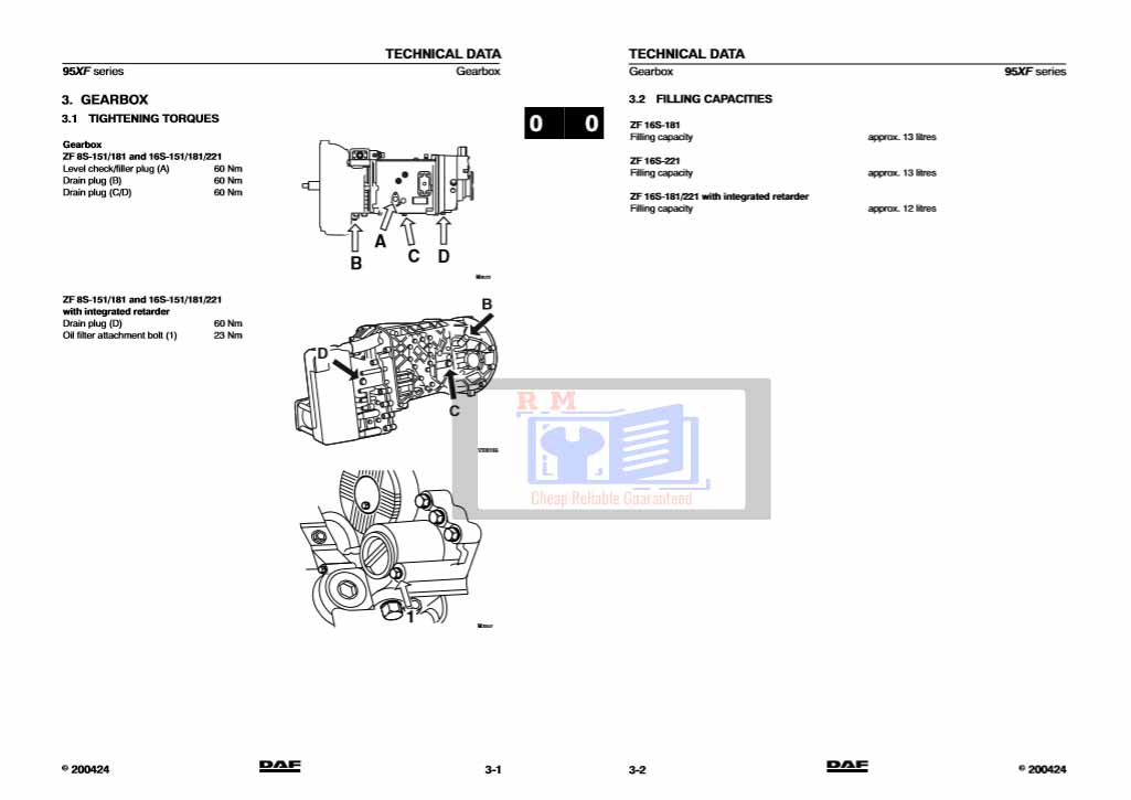 DAF 95 XF Engine Service Manual