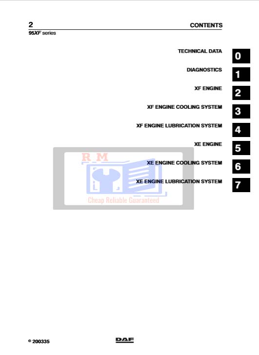DAF 95 XF Service Manual
