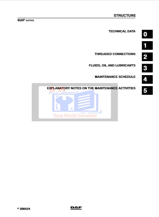 DAF 95 XF Technical Manual