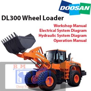 Collection of manuals for Doosan DL300 Wheel Loader, detailing operation, maintenance, and safety procedures
