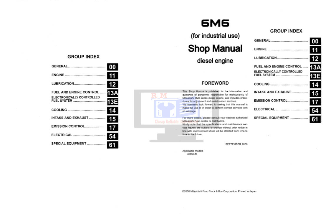 Fuso 6M60 Industrial Engine Workshop Manual - Image 3