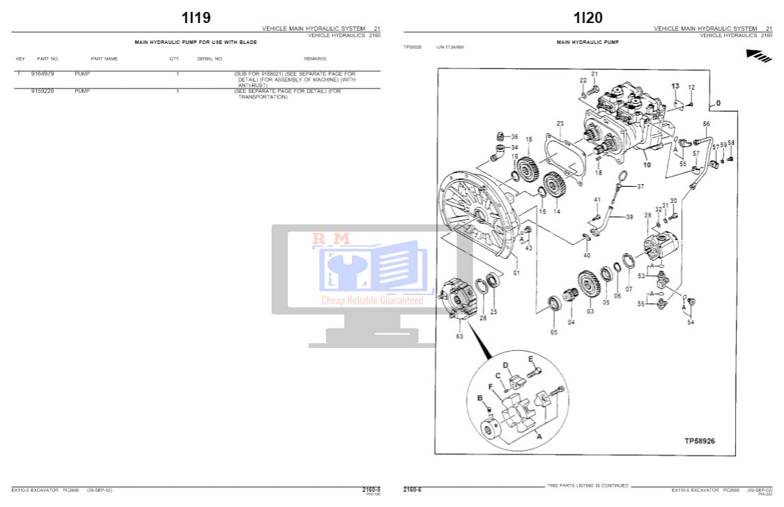 Hitachi EX110-5 Parts Manual