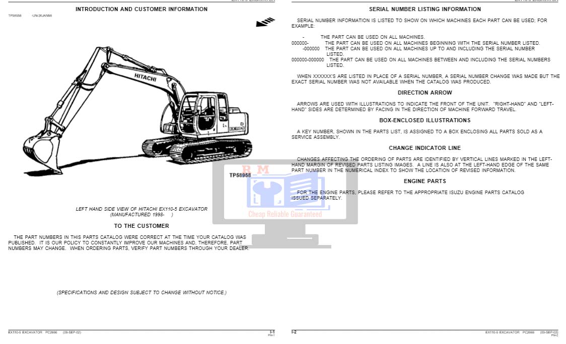 Hitachi EX110-5 Excavator Parts Manual - Image 3
