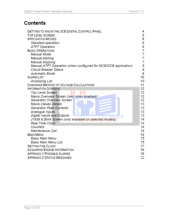 JCB Digital Control Panel Service Manual