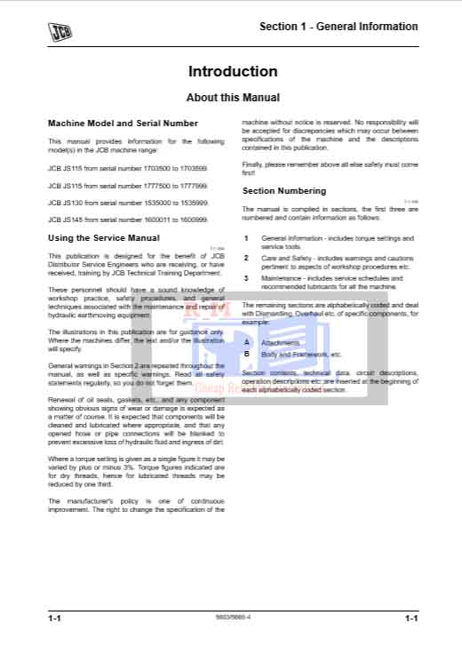 JCB JS115 Service Manual