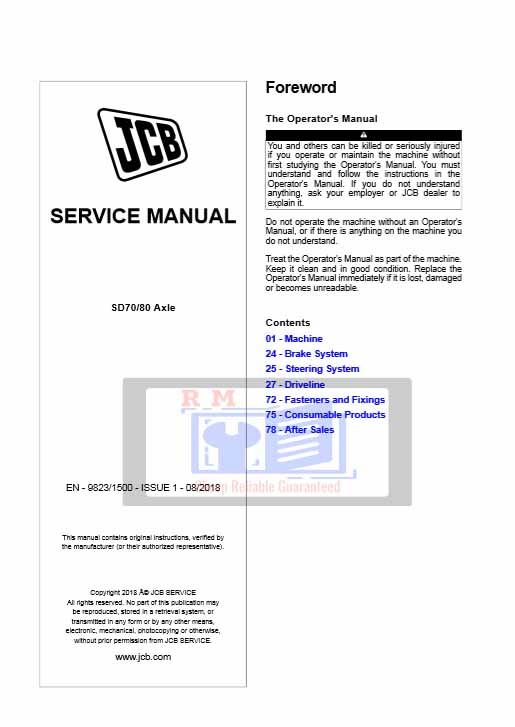 JCB SD70 Service Manual