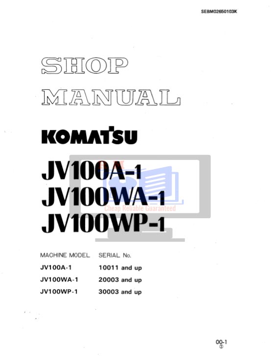 Komatsu Road Roller JV100A-1, JV100WA-1, JV100WP-1 Workshop Manual - Image 2