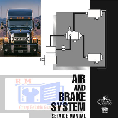 Service manual for Mack Truck air and brake systems, showcasing diagrams and maintenance instructions