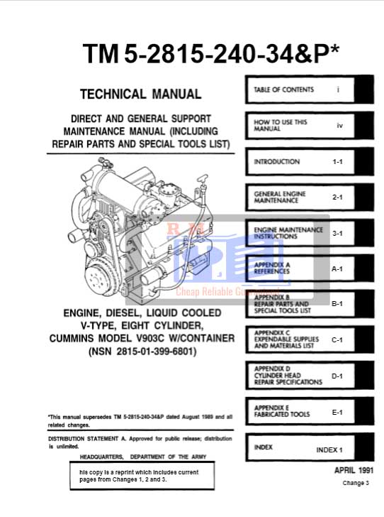 Cummins V903C Diesel Engine Technical Manual - Image 2