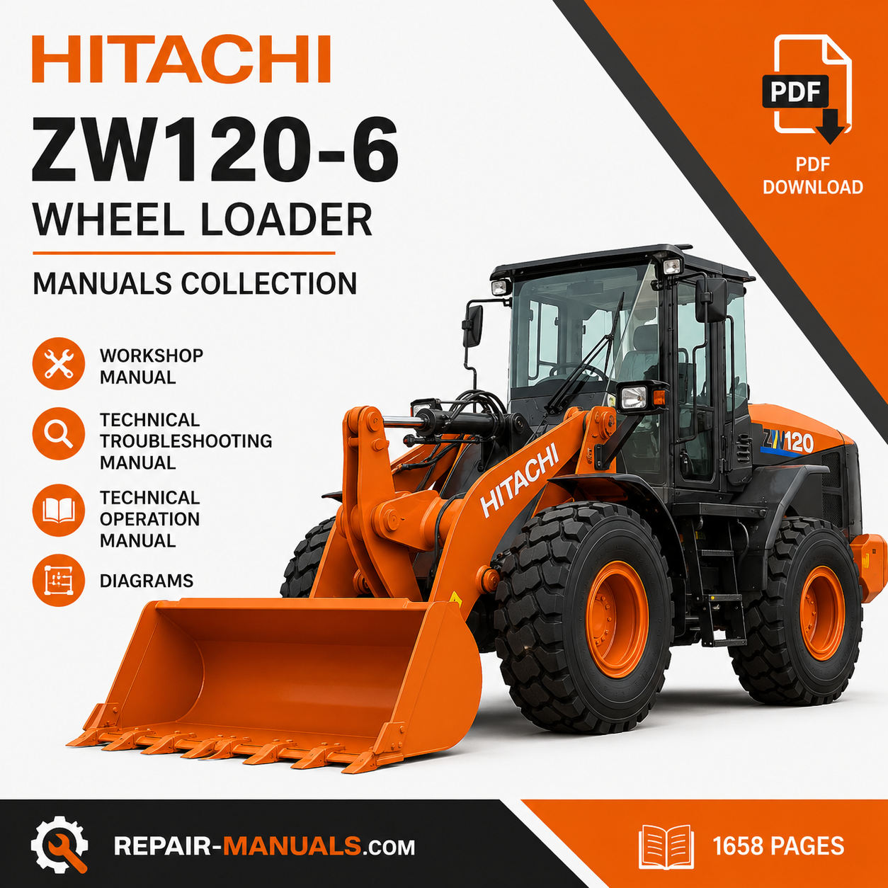Hitachi ZX140W-5B ZX170W-5B ZX190W-5B ZX220W-5B Electrical Wiring Diagrams Manual PDF