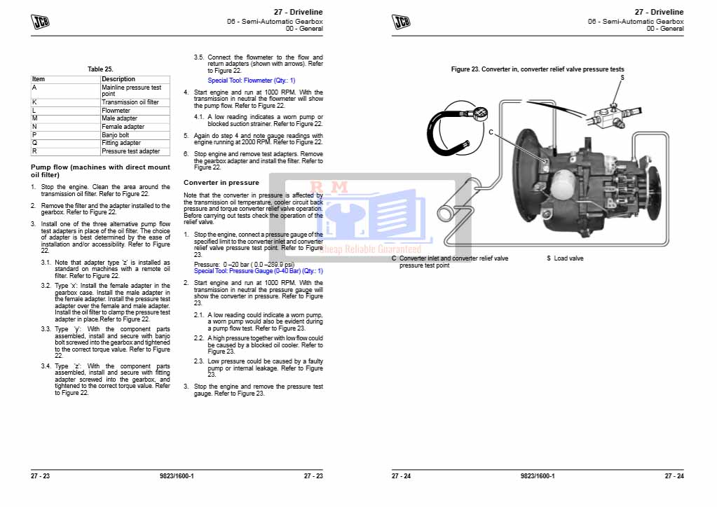 JCB PS760 Transmission Service Manual