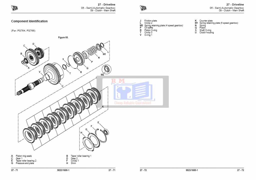 JCB PS764 Transmission Service Manual