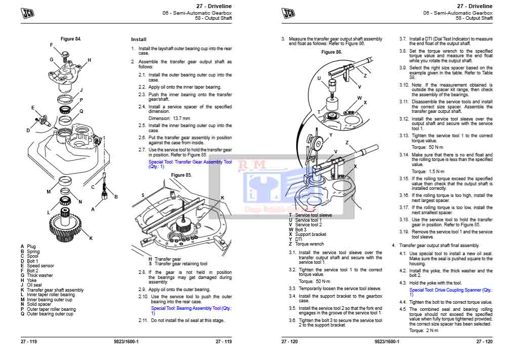 JCB PS766 Transmission Service Manual