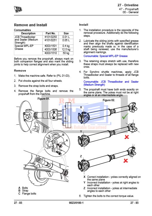JCB SD 55 Axle repair manual