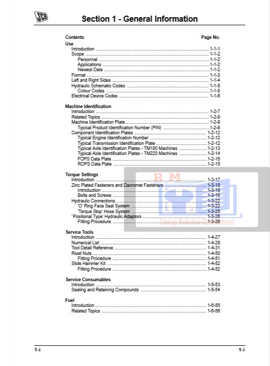 JCB TM180 Service manual