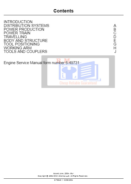 New Holland DC75-DC85-DC95 Service Manual