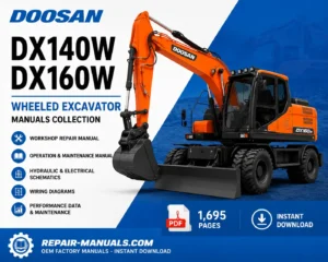 Doosan DX140W DX160W Wheeled Excavator Workshop Repair Manual Collection PDF Download