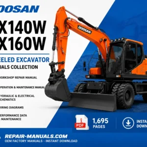 Doosan DX140W DX160W Wheeled Excavator Workshop Repair Manual Collection PDF Download