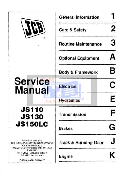 JCB JS110, JCB JS130, JCB JS150LC Excavator Service Repair Manual - Image 2