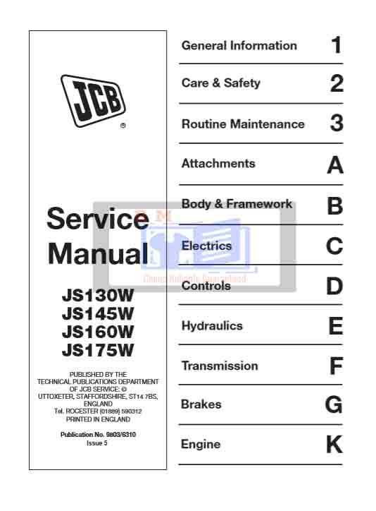 JCB JS130W, JCB JS145W, JCB JS160W, JCB JS175W Wheeled Excavator Service Repair Manual - Image 2