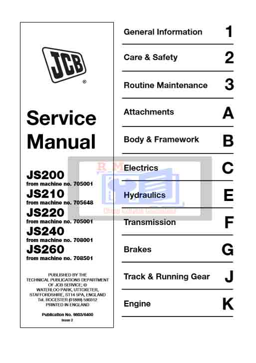 JCB JS200, JCB JS210, JCB JS220, JCB JS240, JCB JS260 Excavator Service Repair Manual - Image 2