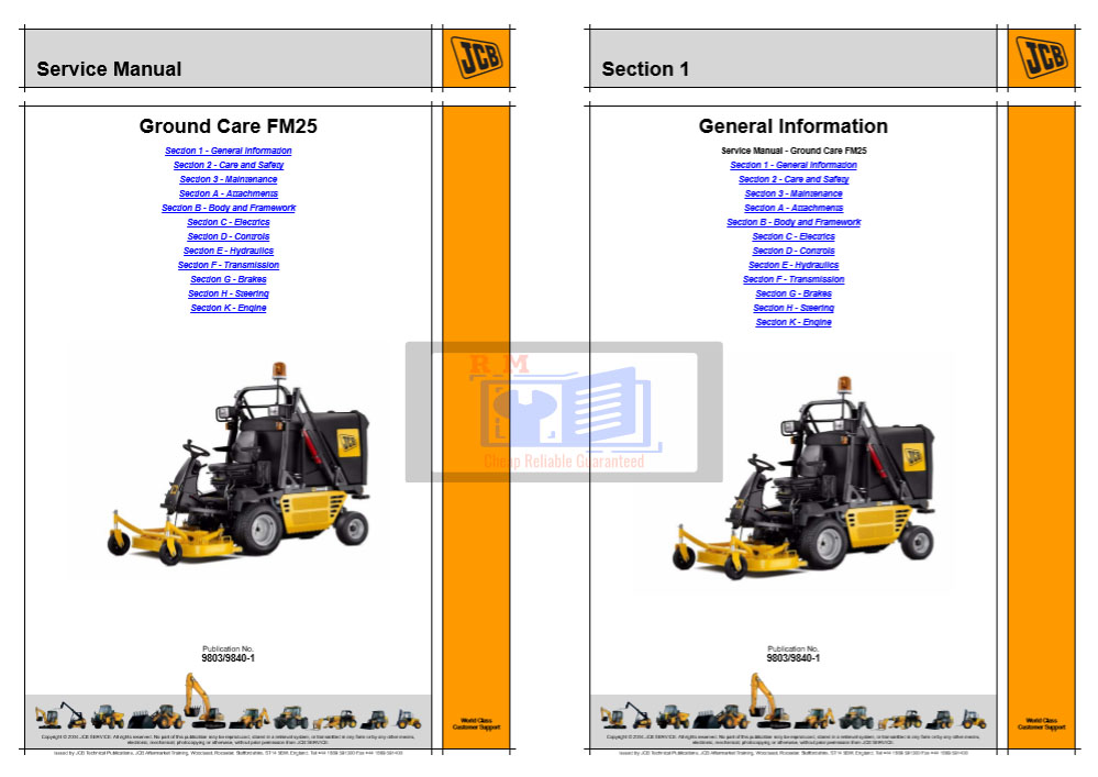 JCB Ground Care FM25 Service Repair Manual - Image 2