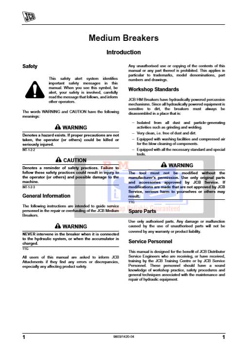 JCB Breaker Service Manual