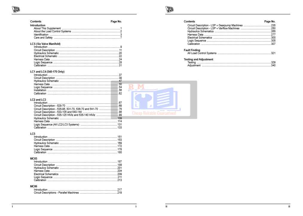 JCB LCS, LC1, LC4, LC2, LC3, LC5, MC05, MC06 Load Control Supplement Service Repair Manual - Image 5