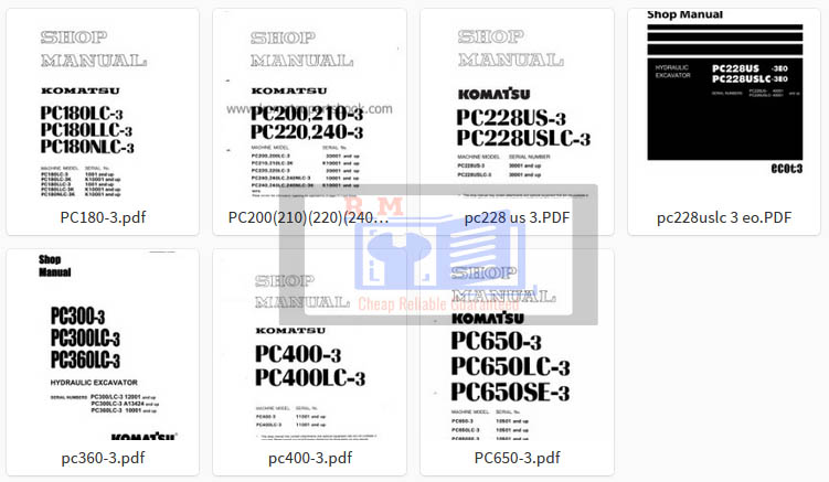 Komatsu Excavator PC -3 Workshop Manuals Collection - Image 2