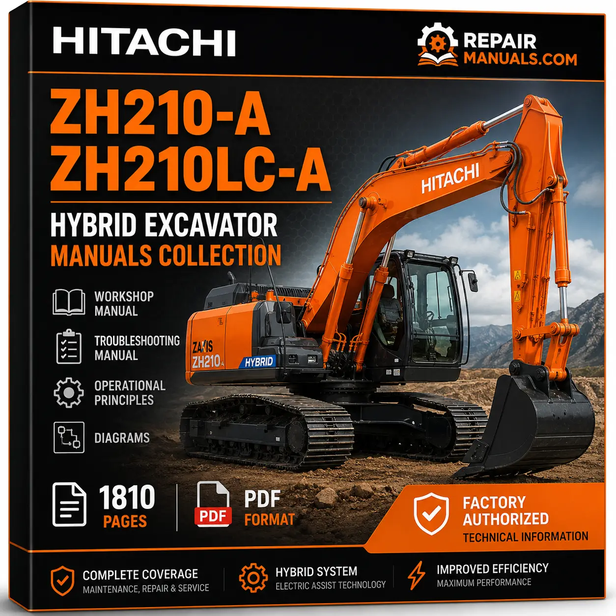 Hitachi ZH210-A ZH210LC-A Hybrid Excavator Workshop Service Repair Manuals Collection PDF Download