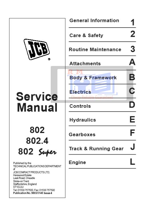 JCB 802, JCB 802.4, JCB 802 Super Mini Excavators Service Repair Manual - Image 2
