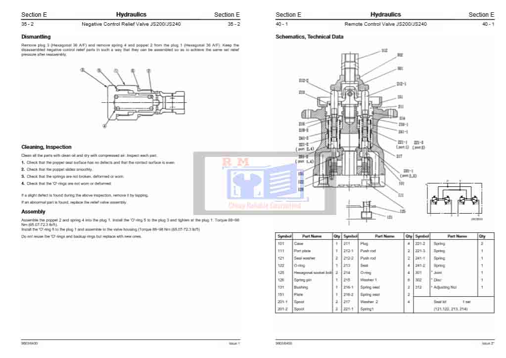 jcb JS240 service manual