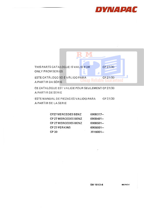 Dynapac CP27, Dynapac CP30 Series Vibratory Roller Parts Manual - Image 2
