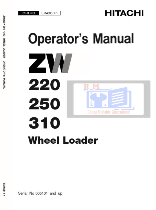 Hitachi ZW220, Hitachi ZW250, Hitachi ZW310 Wheel Loaders Operators Manual - Image 2