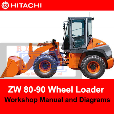 Comprehensive workshop manual and diagrams for Hitachi ZW 80 and ZW 90 wheel loaders, focusing on service and repairs
