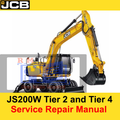 JCB JS200W Engine Service Repair Manual cover, highlighting the title alongside an illustration of the engine