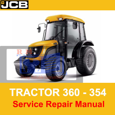 JCB Tractor 354 and 360 service repair manual cover featuring technical illustrations and detailed instructions