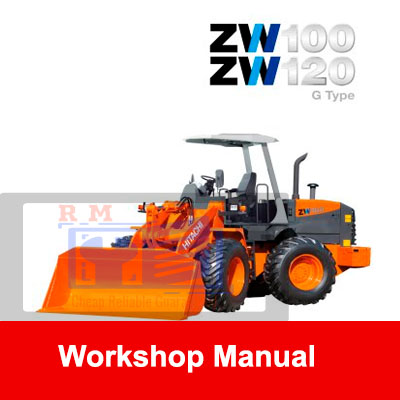 Workshop Manual for Hitachi ZW 100 and 120G Wheel Loader, highlighting operational details and maintenance procedures