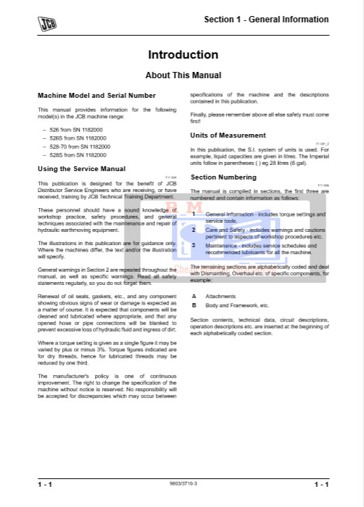 JCB 526, JCB 526S, JCB 528-70, JCB 528S Rear Engine Loadalls Service Repair Manual - Image 3
