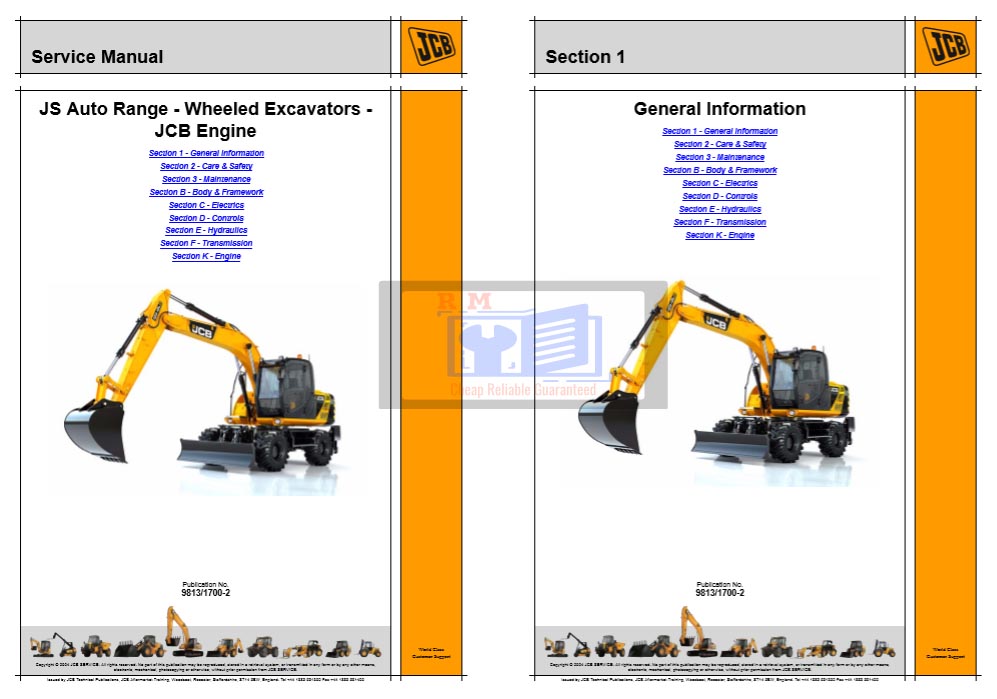 JCB JS Auto Range - Wheeled Excavators Service Repair Manual - Image 2
