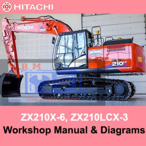 Comprehensive workshop manual and diagrams for Hitachi ZX210X-6 and ZX210LCX-3, aiding in repair and maintenance