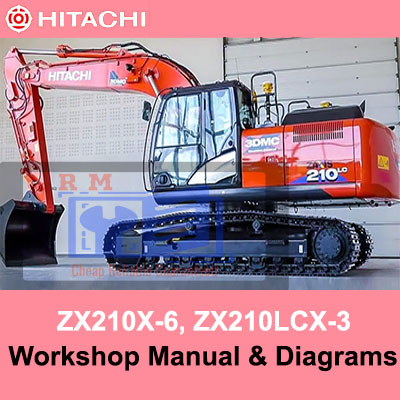 Comprehensive workshop manual and diagrams for Hitachi ZX210X-6 and ZX210LCX-3, aiding in repair and maintenance