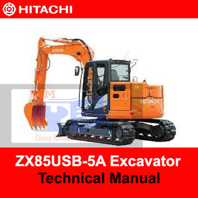 Hitachi ZX85USB-5A technical manual cover featuring the model name and technical specifications