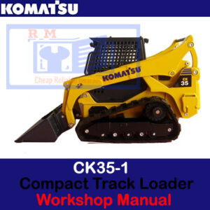 Workshop manual for the Komatsu CK35-1 Compact Track Loader, displaying the loader and essential maintenance information