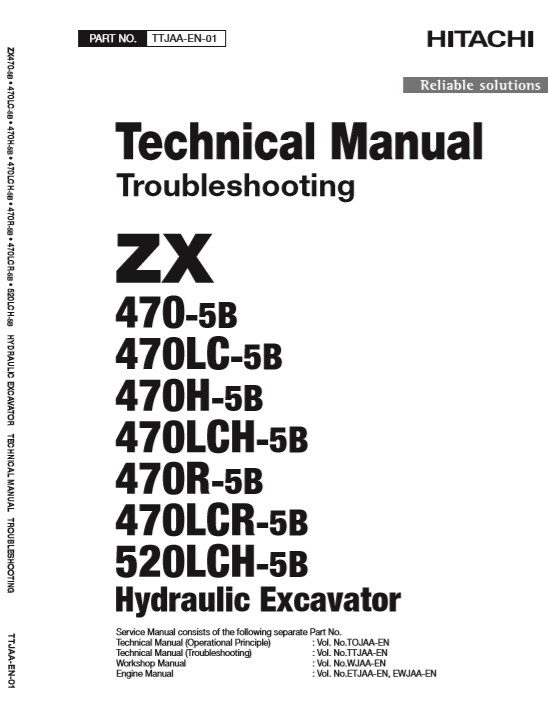 Hitachi ZX470-5B, Hitachi ZX520-5B Series Technical Manuals - Image 2