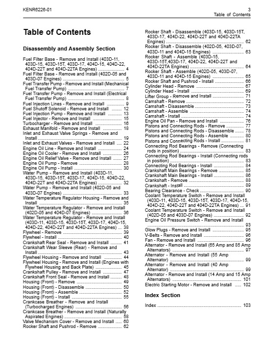 Perkins 402D, 403D, 404D Disassembly & Assembly Manual - Image 3