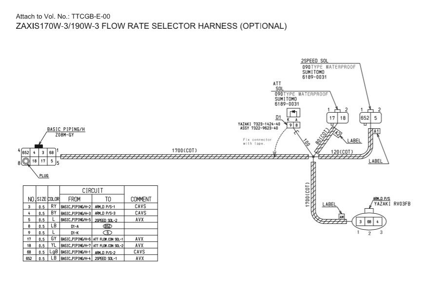 Hitachi ZX170W-3, Hitachi ZX190W-3 Electrical Harness Diagrams - Image 2