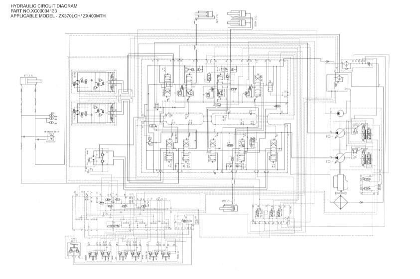 Hitachi ZX370, Hitachi ZX400 GI Series Electrical and Hydraulic Diagrams - Image 2